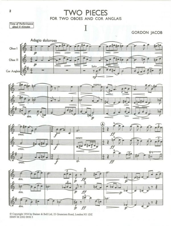 Jacob: 2 Pieces for 2 Oboes & English Horn